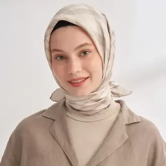 ARMANDA - 4358 Naya Desen Twill İpek Eşarp - Taş