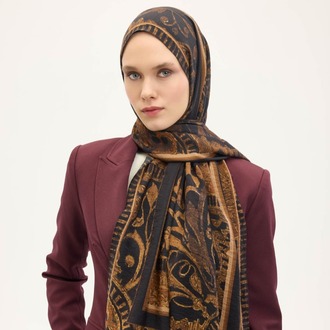 SİLK HOME - Urban Hours Antik Koyu Siyah Mayda Şal 190x70