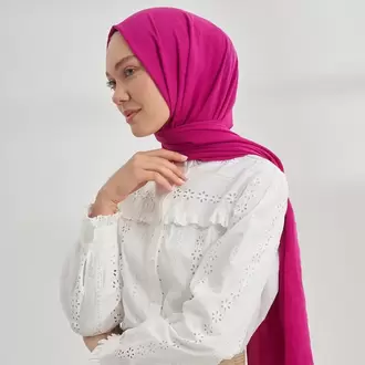ARMANDA - 3009 Rustik Pamuksu Şal - Sıklamen
