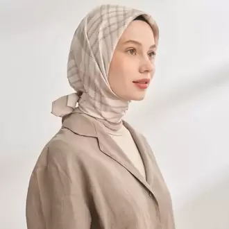 ARMANDA - 4358 Naya Desen Twill İpek Eşarp - Taş