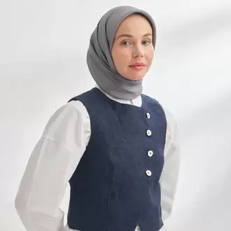 ARMANDA - 4400 Premium Twill İpek Eşarp - Füme