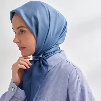 ARMANDA - 4400 Premium Twill İpek Eşarp  - Lacivert
