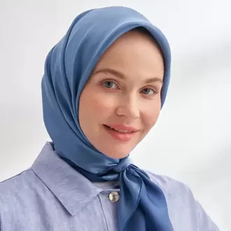 ARMANDA - 4400 Premium Twill İpek Eşarp  - Lacivert
