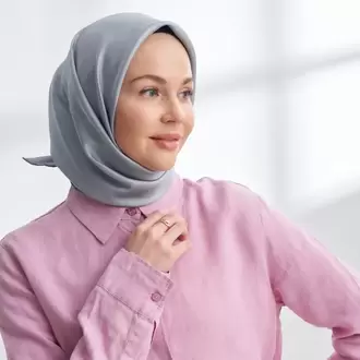 ARMANDA - 4400 Premium Twill İpek Eşarp - Gri