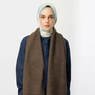 MOONCORN - Çift Yönlü Yün Atkı - Vizon-Latte