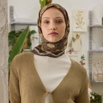 FRESH SCARFS - Elora Desen Pamuk İpek Eşarp - Camel