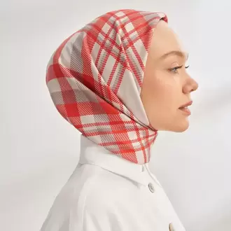ARMANDA - 4358 Naya Desen Twill İpek Eşarp - Taş-Kırmızı