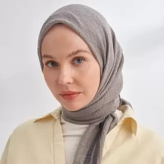 ARMANDA - 3353 Müslin Biyeli Eşarp - Koyu Gri