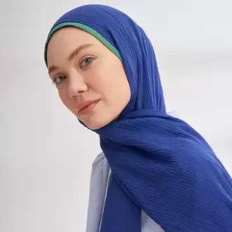 ARMANDA - 3352 Müslin Biyeli Şal - Morcivert