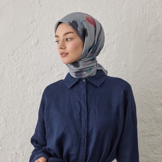 FRESH SCARFS - İsla Desen Pamuk İpek Eşarp - Mavi