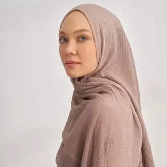 ARMANDA - 3359 Müslin Degrade Şal - Koyu Bej - Bej