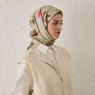 FRESH SCARFS - İsla Desen Pamuk İpek Eşarp - Vizon
