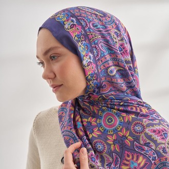 ARMANDA - 6035 Pashmina Desen Şal - Mürdüm