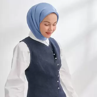 ARMANDA - 4400 Premium Twill İpek Eşarp - Kot Mavisi