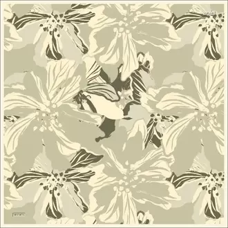 ARMANDA - 4351 Dahlia Desen Twill İpek Eşarp - Çağla Yeşili