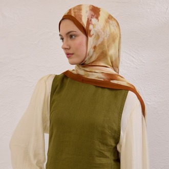 FRESH SCARFS - Soft Daisy Desen Rami Şal - Kiremit
