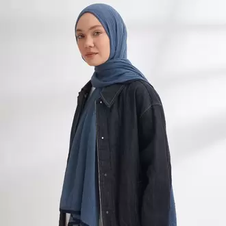 ARMANDA - 3352  Müslin Biyeli Şal - İndigo