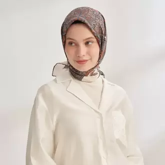 ARMANDA ANESHA DESEN TWILL İPEK EŞARP -KİREMİT