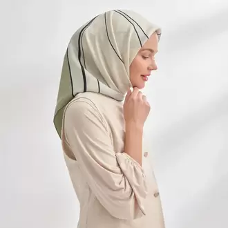 ARMANDA - 4355 İnaya Desen Twill İpek Eşarp - Keten Yeşili