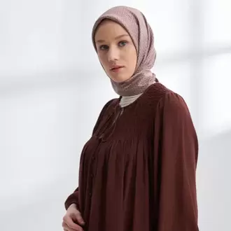 ARMANDA - 4303 NOIRE DESEN TWILL İPEK EŞARP - Kızıl Kahve