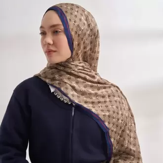 ARMANDA - 3361 Monogram Desen Şal - Bej - Saks