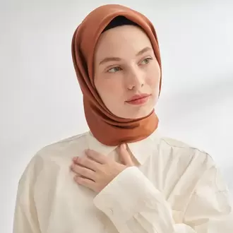 ARMANDA - 4400 Premium Twill İpek Eşarp - Kiremit
