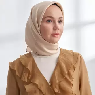 ARMANDA - 4400 Premium Twill İpek Eşarp- Bej