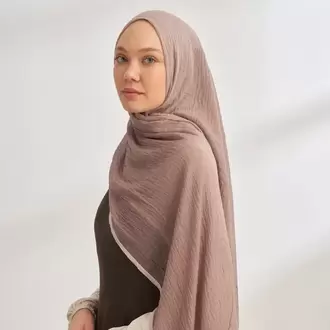 ARMANDA - 3359 Müslin Degrade Şal - Koyu Bej - Bej