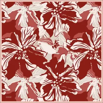 ARMANDA - 4351 Dahlia Desen Twill İpek Eşarp - Bordo