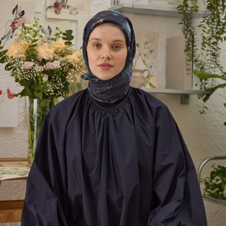 Fresh Scarfs - Delia Desen Pamuk İpek Eşarp - Lacivert