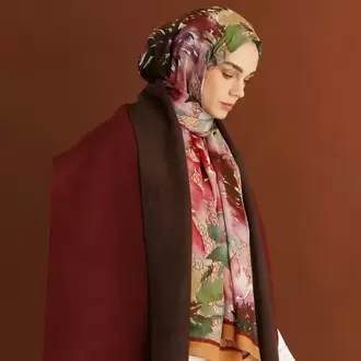 MOONCORN - Çift Yönlü Yün Atkı - Acı Kahve - Bordo