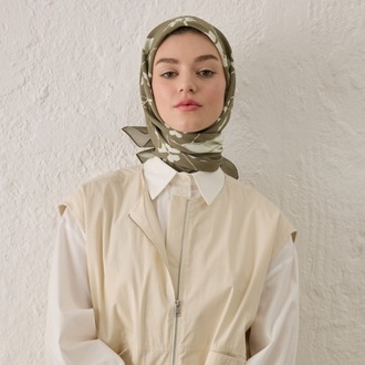 FRESH SCARFS - Perla Desen Pamuk İpek Eşarp - Haki