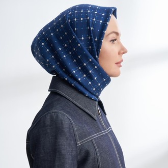 ARMANDA- 4306 Orbıs Desen Twıll İpek Eşarp - Lacivert