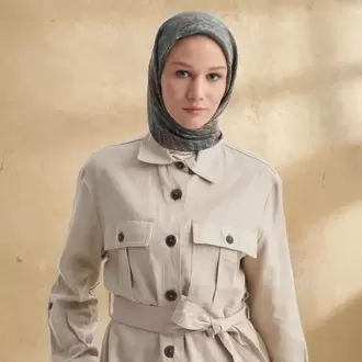 ARMANDA - 3155 Vintage Desen Eşarp - Kamel