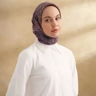 ARMANDA - 3155 Vintage Desen Eşarp - Sıklamen