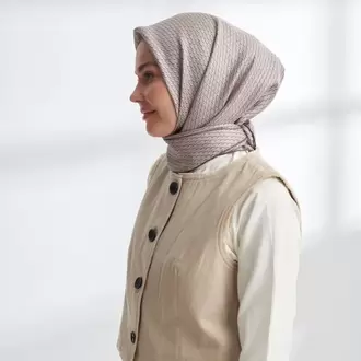 ARMANDA - 4303 NOIRE DESEN TWILL İPEK EŞARP - Vizon