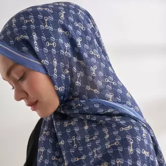 ARMANDA - 3361 Monogram Desen Şal - İndigo