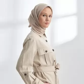 ARMANDA - 4400 Premium Twill İpek Eşarp- Açık Vizon