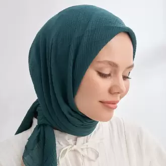 ARMANDA - 3353 Müslin Biyeli Eşarp - Zümrüt
