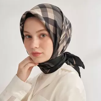 ARMANDA - 4358 Naya Desen Twill İpek Eşarp - Siyah