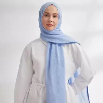 ARMANDA - 3352 Müslin Biyeli Şal - Bebe Mavisi