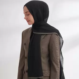 ARMANDA -  3352  Müslin Biyeli Şal - SİYAH