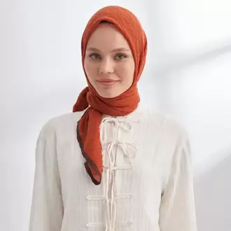 ARMANDA - 3353 Müslin Biyeli Eşarp - Kiremit