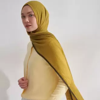 ARMANDA -  3352  Müslin Biyeli Şal - ZEYTİN