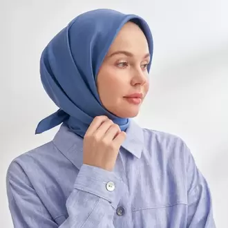 ARMANDA - 4400 Premium Twill İpek Eşarp - Koyu Kot Mavisi