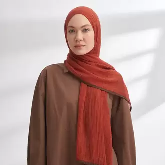 ARMANDA - 3352 Müslin Biyeli Şal - Kiremit