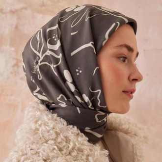 Fresh Scarfs - Luna Desen Pamuk İpek Eşarp - Acı Kahve