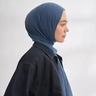 ARMANDA - 3352  Müslin Biyeli Şal - İndigo