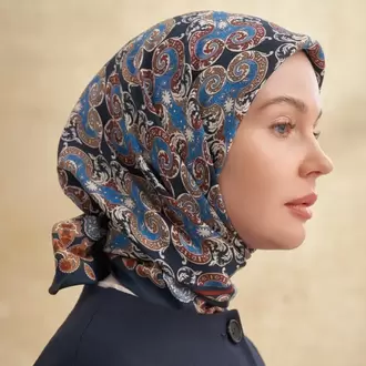 ARMANDA - 3151 Gaina Desen Eşarp - Lacivert Dore