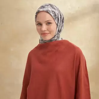 ARMANDA - 3151 Gaina Desen Eşarp - Gümüş